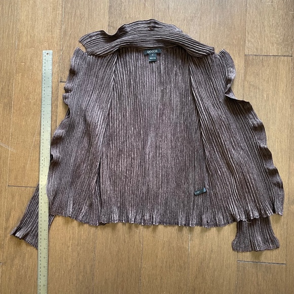 Jacket Tank Set Chocolate Ruffle Glam Crinkle Pleat - Picture 3 of 10